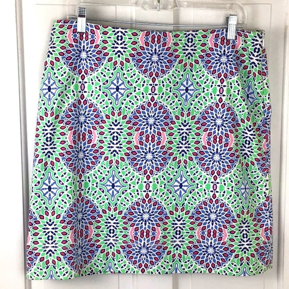 Talbots Petites Medallion Skirt 12P Colorful Cotton Spring Summer - Picture 1 of 5